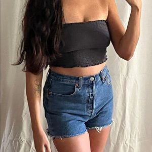 Strapless Smocked Crop Top
